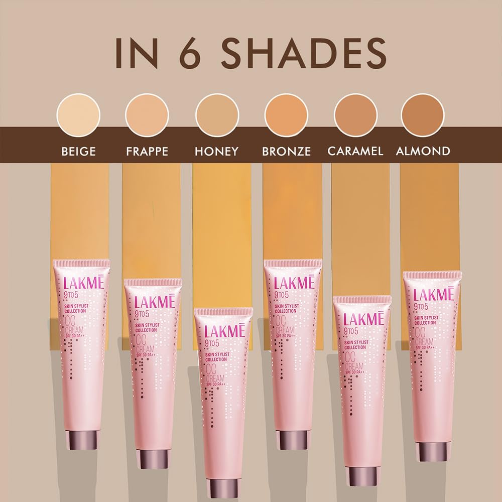 Lakme 9 to 5 CC Cream Mini|| Beige|| Light Face Makeup with Natural Coverage|| SPF 30 - Tinted Moisturizer to Brighten Skin|| Conceal Dark Spots|| 9 g