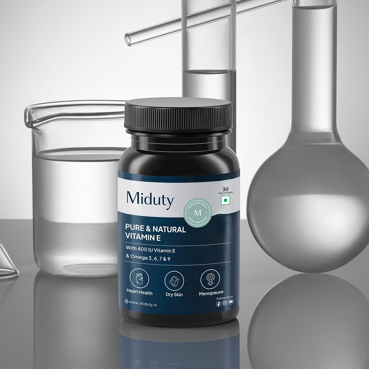 Miduty by Palak Notes Pure Natural Vitamin E Capsules, Enhanced with Omega-3-6 - 7-9 - Sea Buckthorn Berry Oil - Boosts Immunity - Balance cholesterol - Better Heart health - 30 Softgel