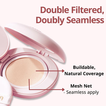 milktouch All-Day Skin Fit Milky Glow Cushion Foundation 24W Honey â€“ Warm Beige Glow, Seamless Coverage Cushion Makeup | 15g