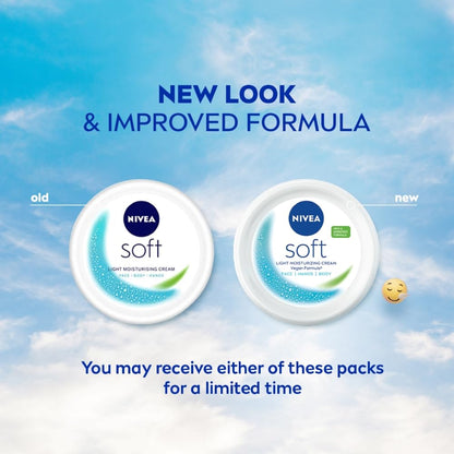 NIVEA Soft Light Moisturizer, 300 ml | Instant Hydration with Vitamin E & Jojoba Oil | Non-Greasy Cream for Face, Body and Hands | For Smooth, Healthy Skin