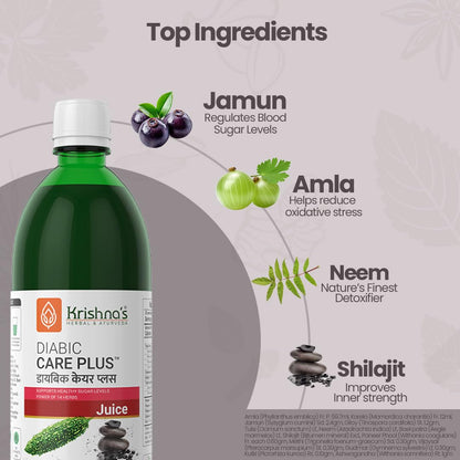 Krishna's Diabic Care Plus Juice with 14 Herbs â€“ Natural Support for Blood Sugar Levels | Herbal Formula for Energy & Wellness - 1000 ml