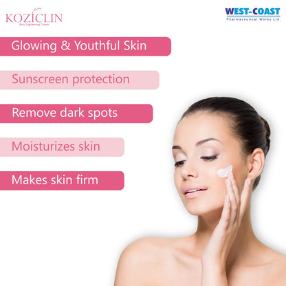 Koziclin Kojic Acid, Arbutin, Vitamin C, Glutathione & Niacinamide Skin Whitening & Lightening Cream| Brightening Face Cream for Glowing Skin, Removes Dark Spots, Tan & Pigmentation | Lightweight For Men & Women - 15 Gm