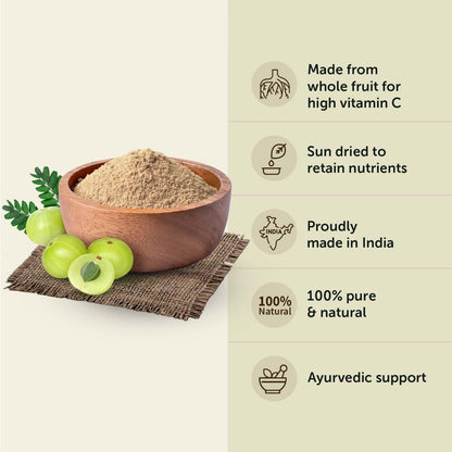 Neuherbs Amla Powder For Hair Growth & Glowing Skin - 100g | Gooseberry Fruit Powder For Hair, Eating, Drinking | 100% Pure & Natural With No Added Preservatives