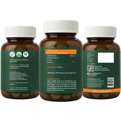 Carbamide Forte Organic Moringa Tablet with 1000mg Leaves Extract | Moringa Powder Tablets for Immunity, Digestion & Energy | Tablets 60