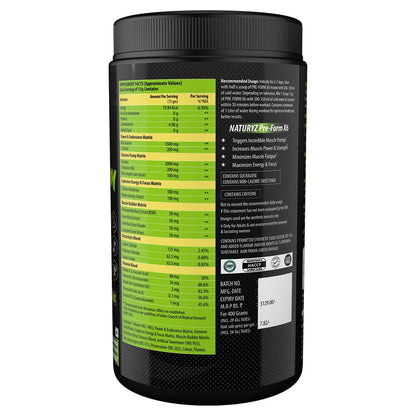 Naturyz Pre - Form X6 Pre Workout Supplement With Highest 19 Nutrients For Extreme Pump,Powder,Endurance,Energy,Focus,Muscle Builder,Vitamins & Electrolytes- 400 grams (Aam Panna Flavour)