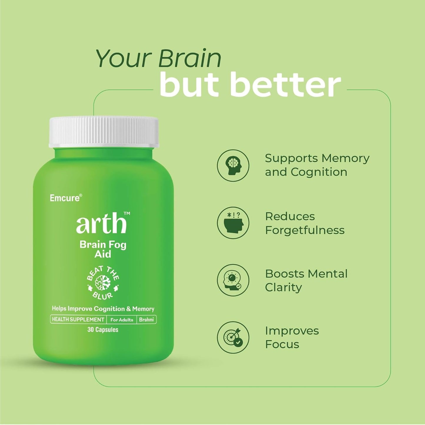 Arth Brahmi & Iron gummies Combo for Men & Women | 30 Brahmi Capsules for Focus & Cognitive Clarity + 30 Chelated high absorption Iron Gummies for Reduced Fatigue & Daily Energy Support