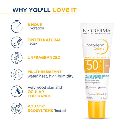 Bioderma Photoderm CrÃ¨me Claire SPF 50+ PA++++ Tinted Sunscreen with 8H Hydration | In Vivo Tested