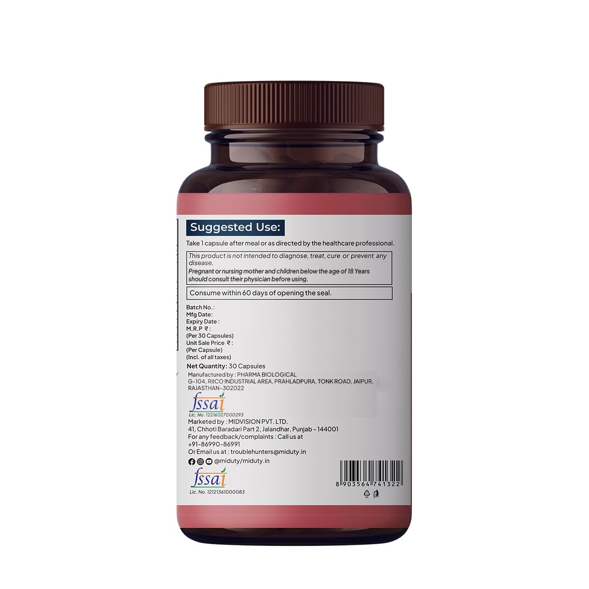 Miduty by Palak Notes Happy Heart - Liposomal CoQ10 - Heart Health Supplement - Methyl Folate - D-Chiro-Inositol - Blood Pressure Control, Healthy Skin, Heart Health & Kidney Health - 30 Capsules