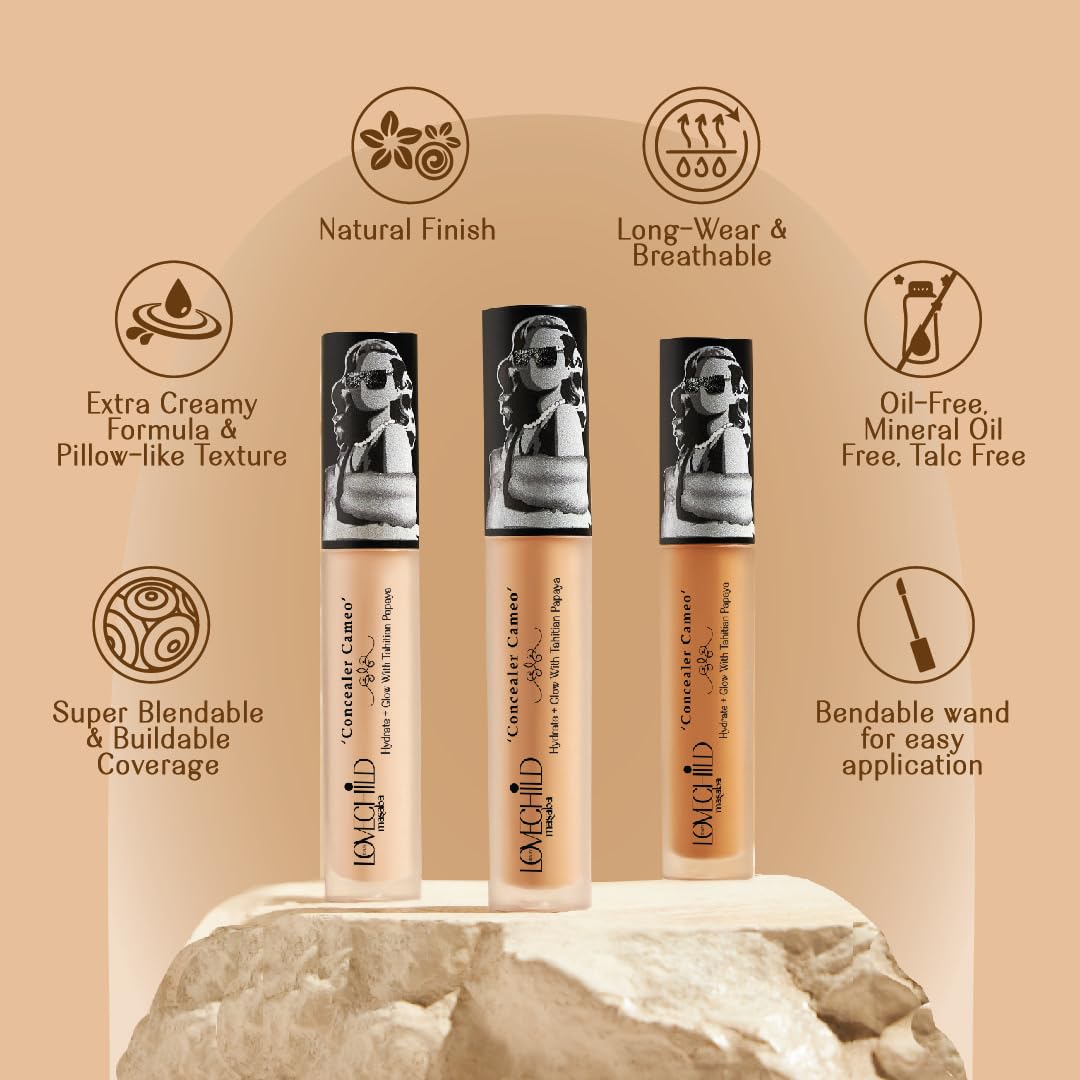 Lovechild Masaba Concealer Cream Cameo- Silver Screen Almond, Natural Finish, For All Skin Types, Full Coverage, 5Gm