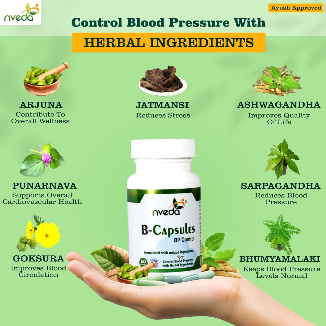 Nveda B Capsules for BP Support, Ayurvedic Product to Support Healthy Blood Pressure Levels, 60 Capsules