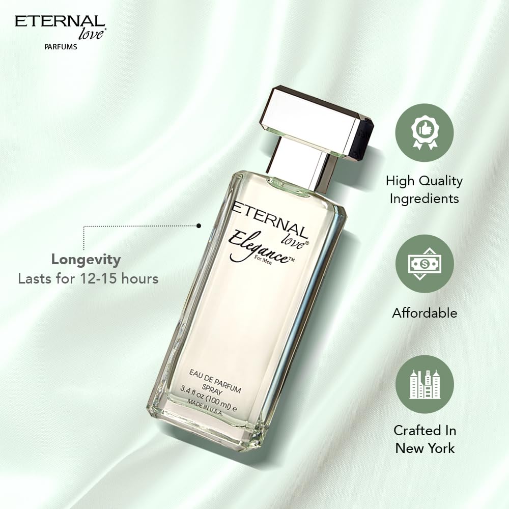 Eternal Love Elegance Eau de Parfum for Men | Timeless & Sophisticated Fragrance | Fresh Citrus, Floral & Woody Notes | Long-Lasting Scent for Men | Perfect for Special Occasions | 100ml