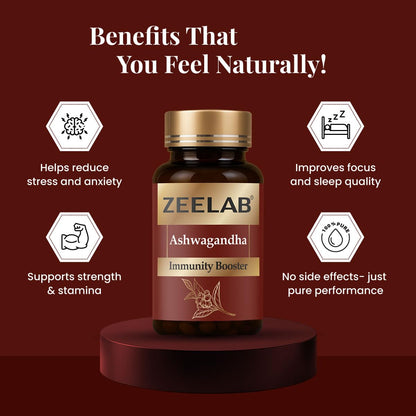 Zeelab Ashwagandha 100 Capsules | Pure Herbs, Immunity and Stamina Booster Capsules | Support Strength & Energy | Stress Relief Supplements For Men & Women