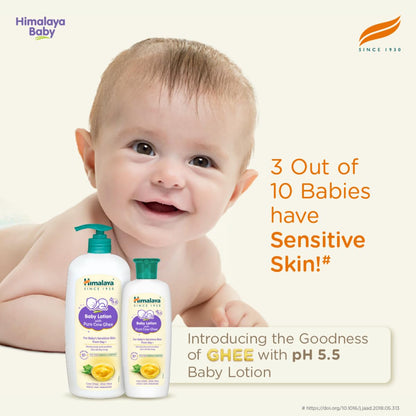 Himalaya Baby Lotion with Pure Cow Ghee 400ml | ph 5.5 | Aloe vera | Safe for newborns | For baby's sensitive skin safe from day 1| No Parabens | No Phthalates | No Mineral Oil | No Synthetic color | Pediatrician evaluated