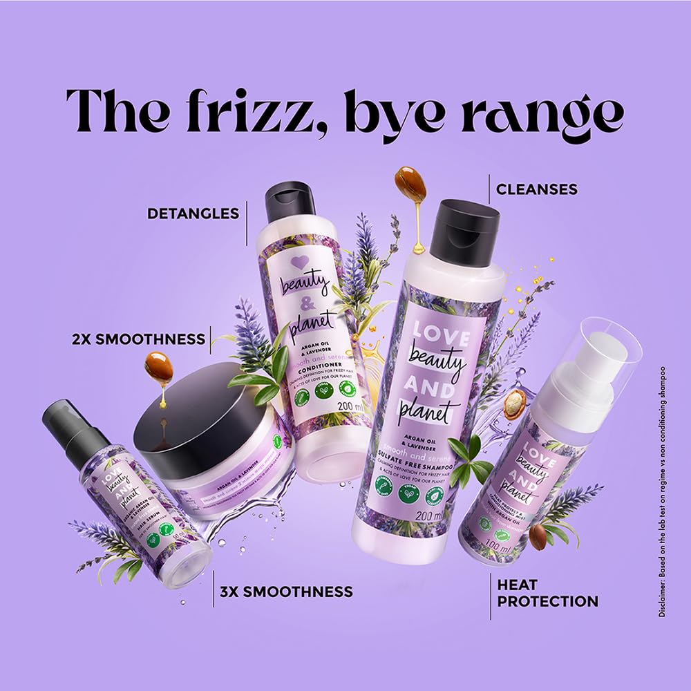 Love Beauty & Planet Argan Oil and Lavender Sulfate Free Smooth and Serene Shampoo|| No Parabens|| No Dyes|| 200ml