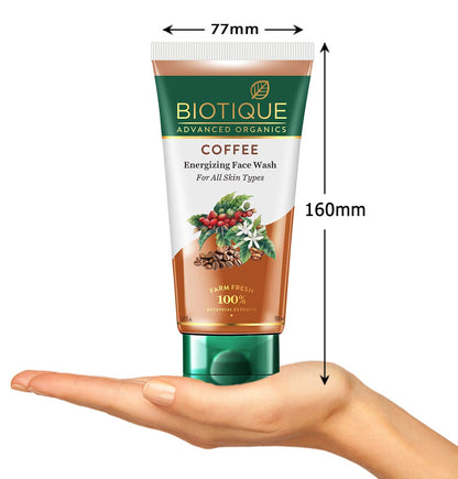 Biotique Coffee Energizing Face Wash 150ml | Purifies Skin, Unclog Pores | Paraben & SLS Free