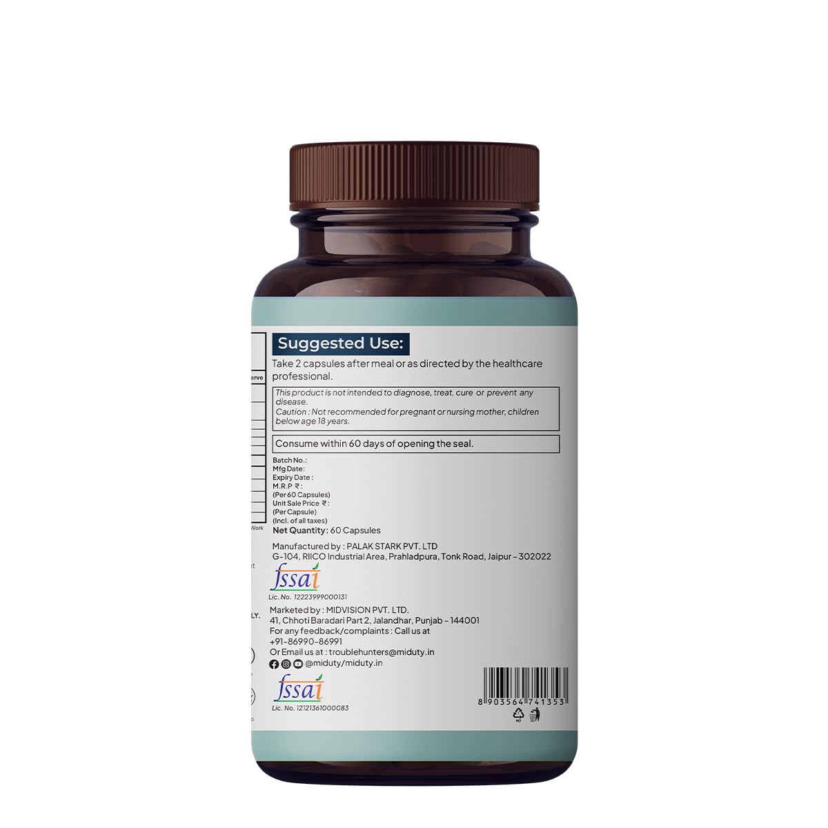 Miduty Stop Aging Powerful Antioxidant Formula to Slow Down Aging, Anti Aging Supplement for Youthful Skin - Anti Aging Capsules, Resveratrol Active Ingredient - Pack of 60