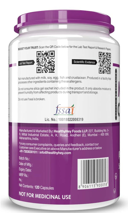 HealthyHey Nutrition Magnesium Citrate-120 Vegetable Capsules