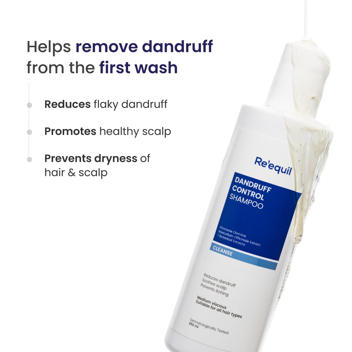 RE' EQUIL Dandruff Control Shampoo | Reduces Dandruff And Regulates Sebum Production | All Hair Types | 250Ml
