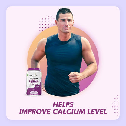 HealthyHey Nutrition Vegan Calcium with Magnesium, Vitamin D3 & Vitamin K2- Mk7 - BoneMax - Bone Health Complex - 60 Vegetable Capsules