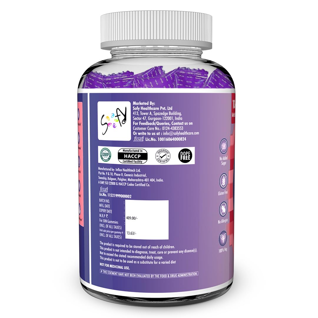 NATURYZ Yummeez Melatonin 10mg Gummies for Sleep - Non-Addictive | No Added Sugar | Valerian Root, Chamomile | Enhance Sleep Quality for Restful Nights, Wake Up Fresh & Energetic - 30 gummies(Orange Flavour)