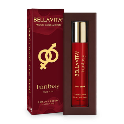 BELLAVITA Mood Collection Fantasy EDP for Him with Apple, Cinnamon, Musk and Vanilla |Premium, Long Lasting Fragrance Perfume for Men, 15ml