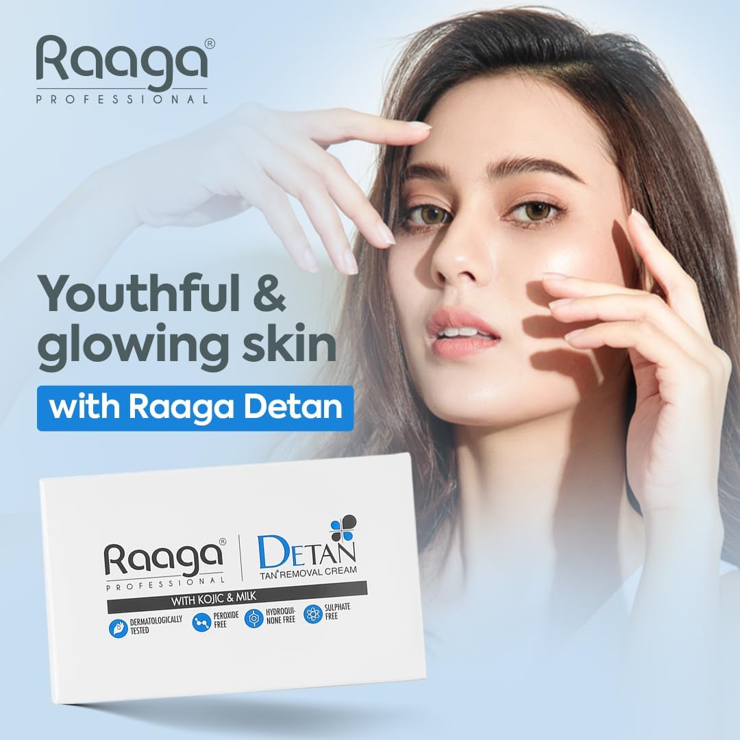 Raaga Professional De-Tan Face Care Combo | Face Wash 100ml + De-Tan Pack 72g | Kojic Acid, Milk, Lactic Acid & Arbutin | Tan Removal & Instant Brightening Kit | For All Skin Types