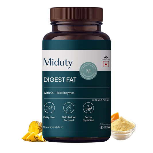 Miduty by Palak Notes Digest Fat Liver Health, Metabolism, Digestion - Fatty Liver Management - Digestive Enzymes - Gut Health Supplements- 60 Capsules