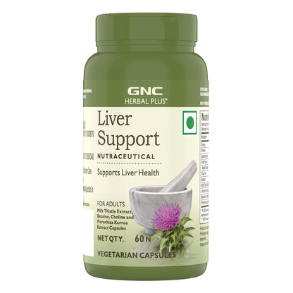 GNC Herbal Plus Liver Support With Milk Thistle & Picrorhiza | 60 Capsules | Cleanses Liver | Protects Liver Health | Facilitates Fat Metabolism | Provides Antioxidant Support | Formulated in USA