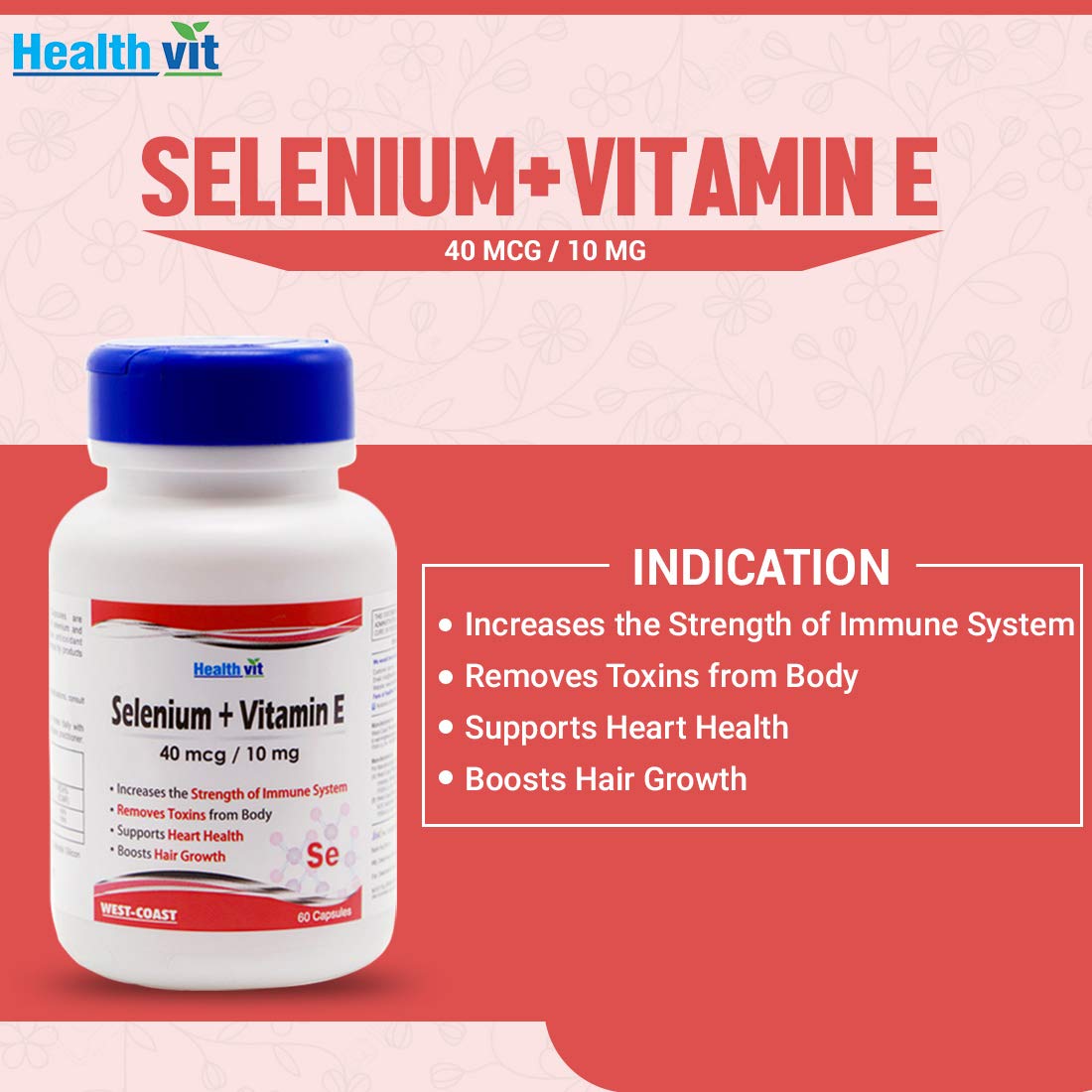 Healthvit Selenium 40 mcg + Vitamin E 10 mg 60 Capsules