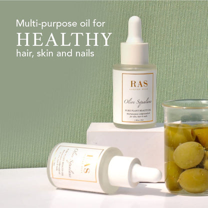 RAS Luxury Oils Olive Squalane Pure Plant Beauty Oil | For Hair, Skin & Nails | Lightweight, Reduces Fine Lines | Rich in Vitamins & Antioxidants | Natural and Organic, Cruelty Free, 35ml