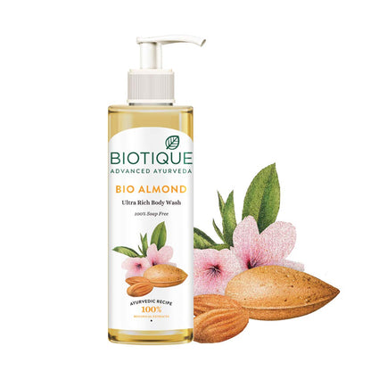 Biotique Almond Oil Ultra Rich Body Wash| Maintains Skinâ€™s Natural pH |100% Botanical Extracts| Soap-Free Body Wash Suitable for All Skin Types | 200mL