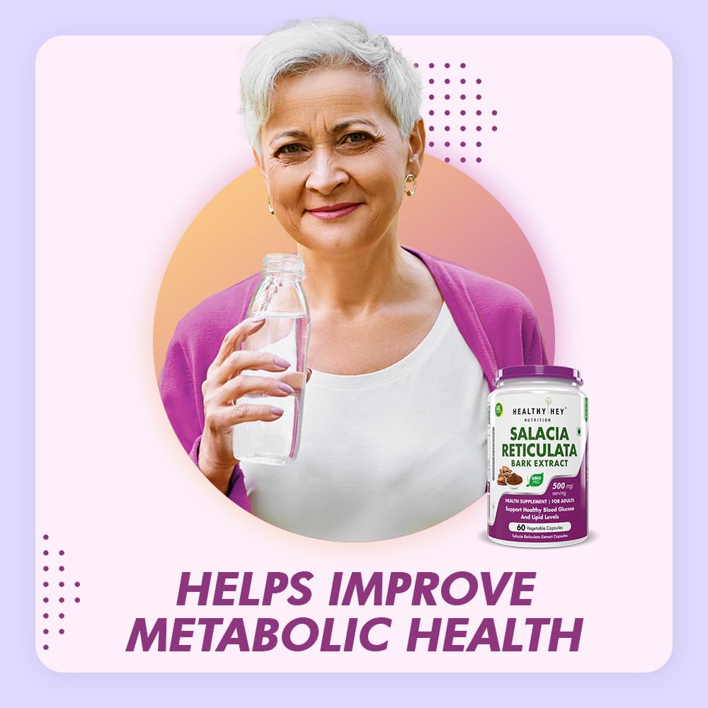 HealthyHey Nutrition Salacia Reticulata Bark Extract - 500mg per serving - 60 Vegetable Capsules