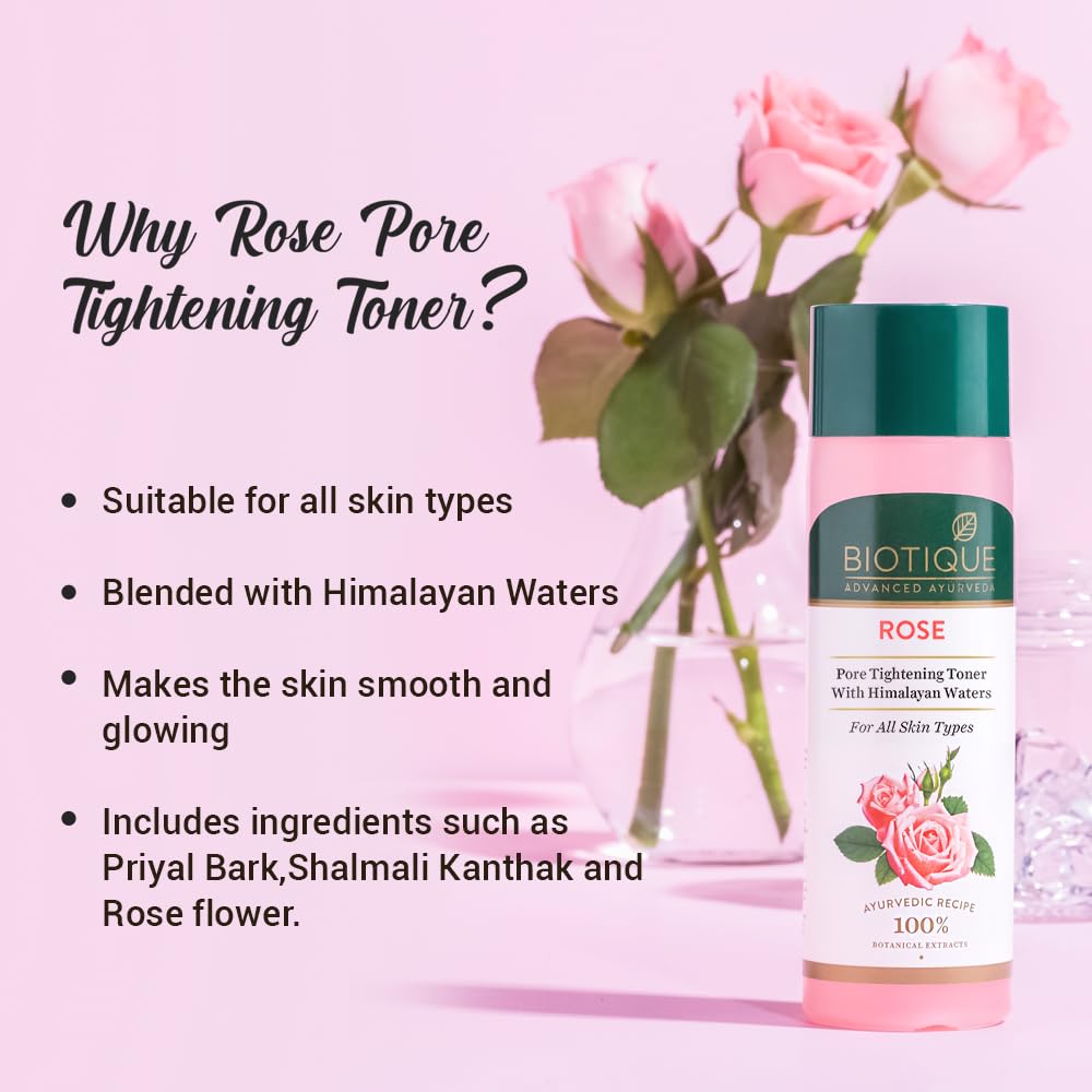 Biotique Bio Rose Pore Tightening Toner With Himalayan Water For All Skin Type 120 Ml