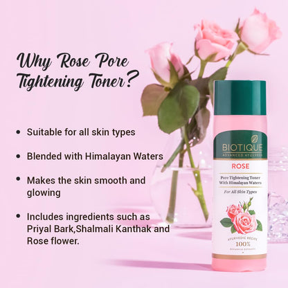Biotique Bio Rose Pore Tightening Toner With Himalayan Water For All Skin Type 120 Ml