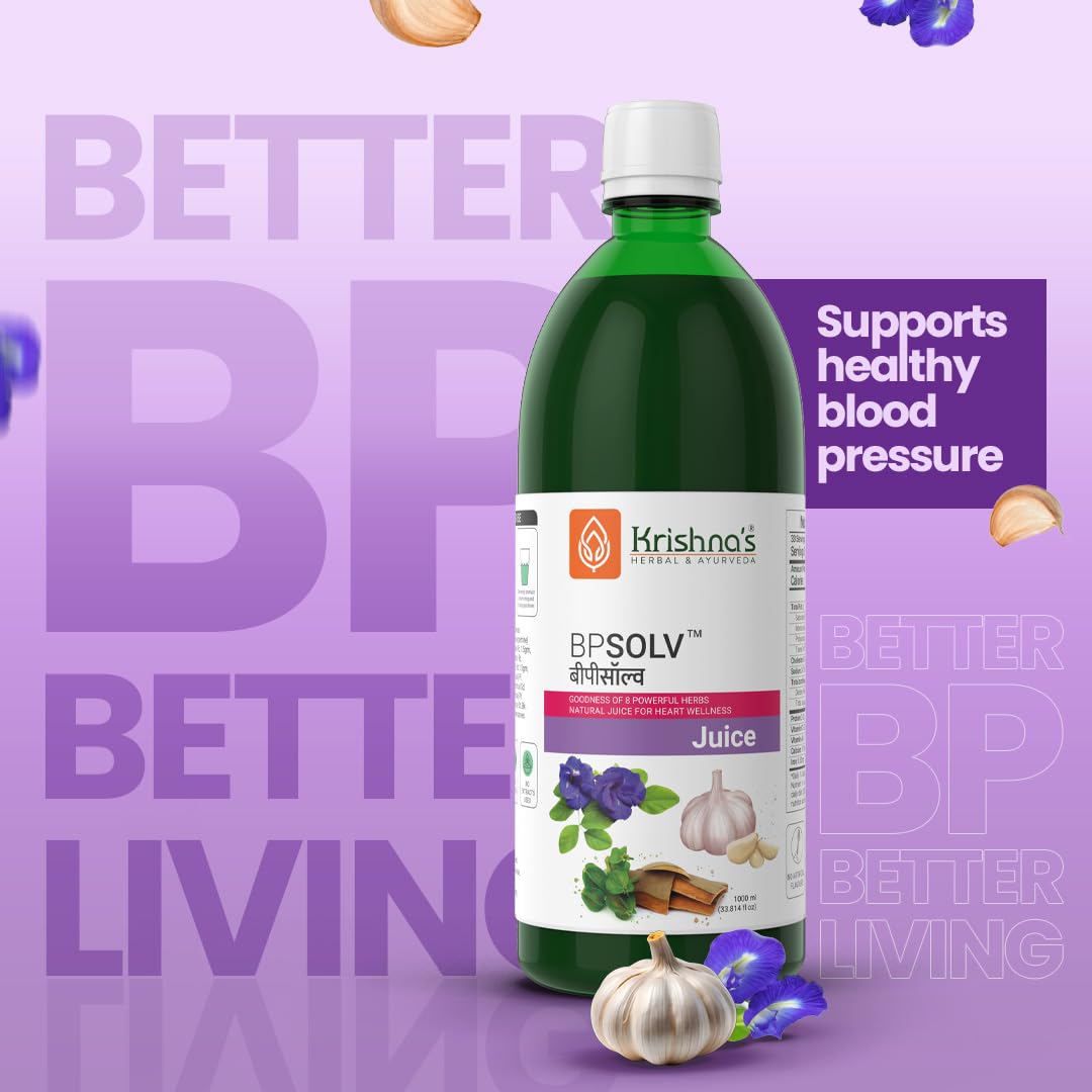 Krishna's BPSOLV Juice with 8 Herbs â€“ Natural Support for Blood Pressure | Herbal Formula for Heart Health, Circulation & Overall Wellness - 1000 ml