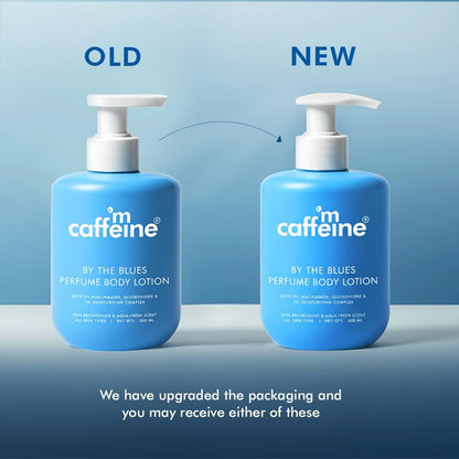 mCaffeine 5% Niacinamide & Glutathione for Brightening & Detan By The Blues Perfume Body Lotion 300ml | | Aquatic-Woody Fragrance | 72H Moisturization| Daily Use Summer Cream Bodylotion for Men & Women | Dry Skin