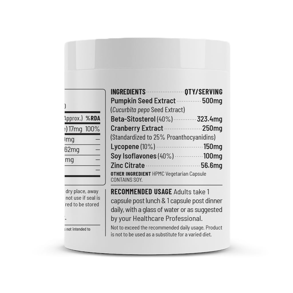 Unived Prostate Health with Beta-sitosterol, & Pumpkin Seed Extract | Helps Reduce Night time Bathroom Trips, Supports Better Bladder Emptying & Healthy Prostate Function | 60 Vegan Capsules