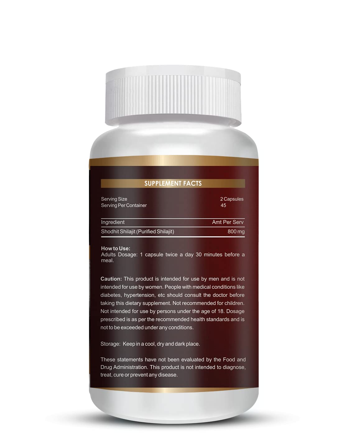 Vokin Biotech Pure Shilajit/Shilajeet Extract 800mg Capsules for Stamina, Enhanced Performance & Muscle Growth â€“ (90 Caps)