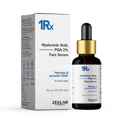 Zeelab 1RX Hyaluronic Acid + PGA 2% Face Serum | Deep Hydration & Moisture Lock Formula | With Polyglutamic Acid & Glycerin | For Dry, Dull & Dehydrated Skin | Lightweight Daily Use Serum