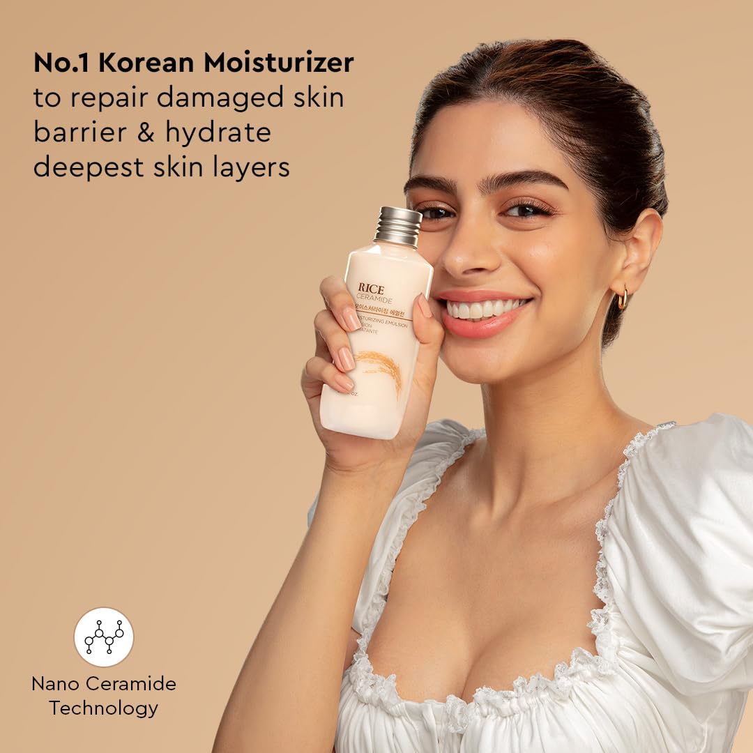 The Face Shop Rice & Ceramide Face Cream 70ml | Barrier Repair Moisturizer for Dry Skin, Intense Hydration & Strengthening | 12Hr Moisture Lock | Korean Skincare