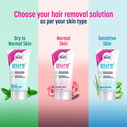 Veet Pure Hair Removal Cream for Women For Sensitive Skin - 100g | Suitable for Legs, Underarms, Bikini Line, Arms