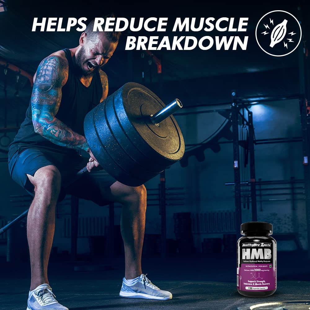 HealthyHey Sports HMB Calcium Hydroxyl Methyl Butyrate 1000mg/serving (120 Capsules) - 500mg Per Capsule, 60 Servings - Gluten Free and Non-GMO