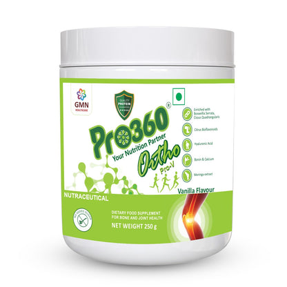 Pro360 Ortho Pro-V 250g Protein Powder for Bone and Joint Health | Supplement for Orthopedic Care with Natural Herbal Extracts | No added Sugar â€“ Vanilla (Pack of 1)