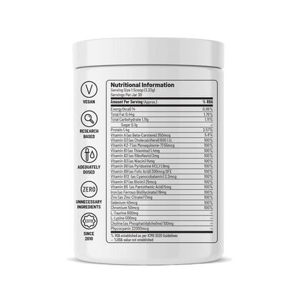 Unived Vegan Essentials | Formulated for those on a Plant-Based diet | Adequately dosed Key Vitamins, Minerals, Supergreens, and Amino Acids | 30 Servings