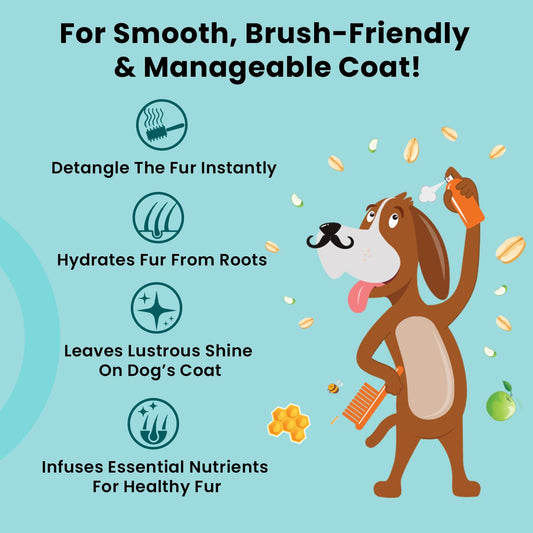 Petterati Detangling Serum for Dogs 100ml | Anti Frizz, Shiny & Brush-Friendly Coat | Silicon - Free | for All Dog Breeds | Enriched with Natural Oils & Extracts