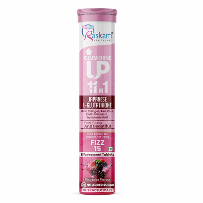 Glutathione Tablets Japanese L Glutathione 15 Effervescent Tablet In Mixberry Flavour With Collagen Aloevera Biotin Vitamin-c Hyaluronic Acid For Skin Glow & Hydration (Pack of 1)
