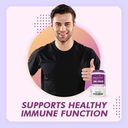 HealthyHey Nutrition Zinc Citrate, Supports Immune and Immunity - 120 Veg Capsules