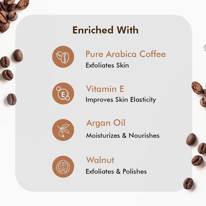 mCaffeine Coffee Tan Removal Face Scrub (100gm) | Exfoliate Scrub | Blackhead Remover, Whitehead Remover, Dead Skin Remover, Detan Pack | Caffeine & Walnut Scrub for Face | Face Scrub For Women & Men