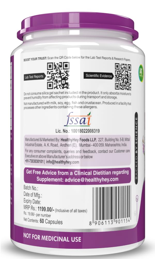 HealthyHey Nutrition Banaba Leaf Extract 550mg 60 Veg Capsules (Non-GMO & Gluten Free) - Supports Healthy Blood Sugar Levels