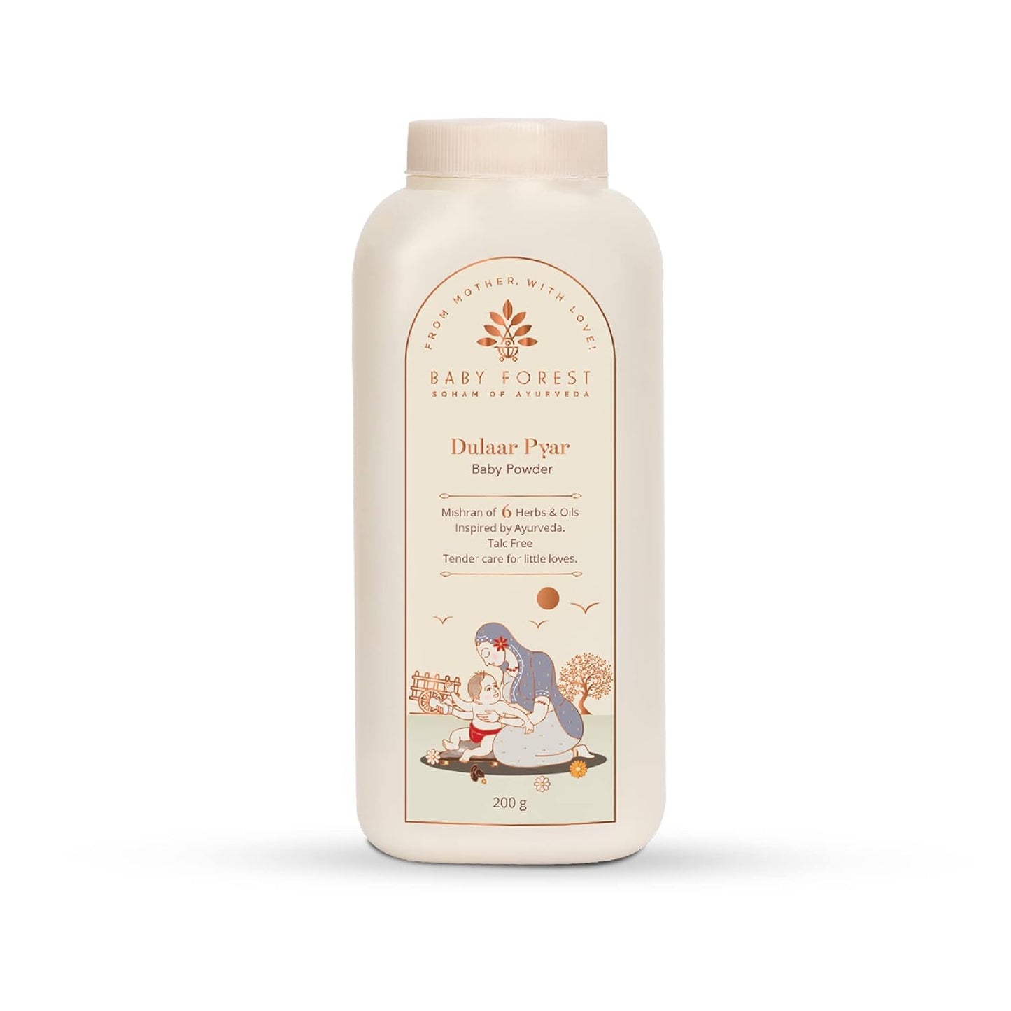 Baby Forest Dulaar Pyar Talc-Free Baby Powder | with Chamomile, Jojoba & Marigold Oils + Corn Starch | for Soft, Rash-Free Skin | Natural, Derma Safe, Cruelty-Free Baby Powder | 200g